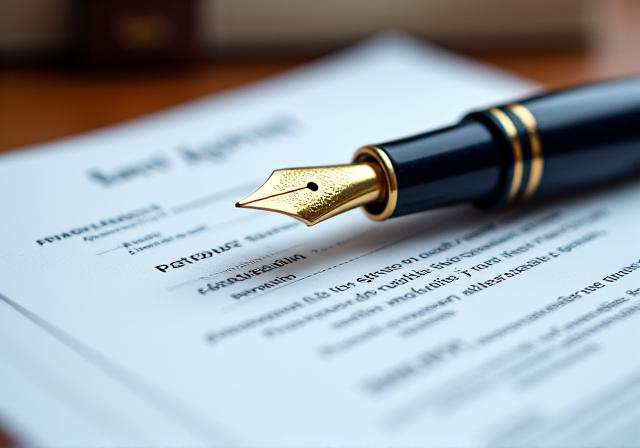 Close-up of a high-end fountain pen resting on a technical IP patent document